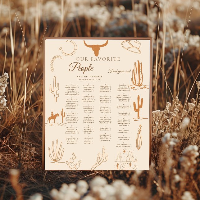 Western Wedding Alphabetical Seating  Poster (Von Creator hochgeladen)