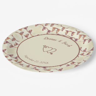 Western Wedding Bull Skull Beige Brown Country Pappteller