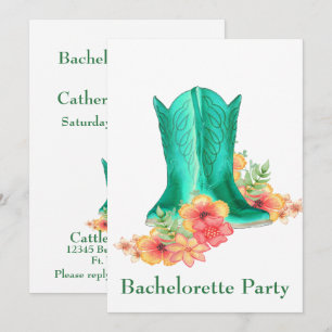 Western Wedding Cowboy Boots Blume Bachelorette Einladung