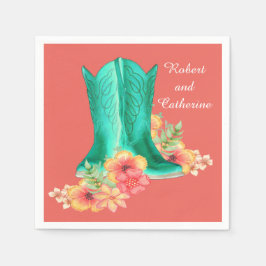 Western Wedding Cowboy Boots Blume Individuelle Na Serviette