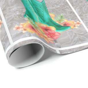 Western Wedding Cowboy Stiefel auf der Oberfläche  Geschenkpapier