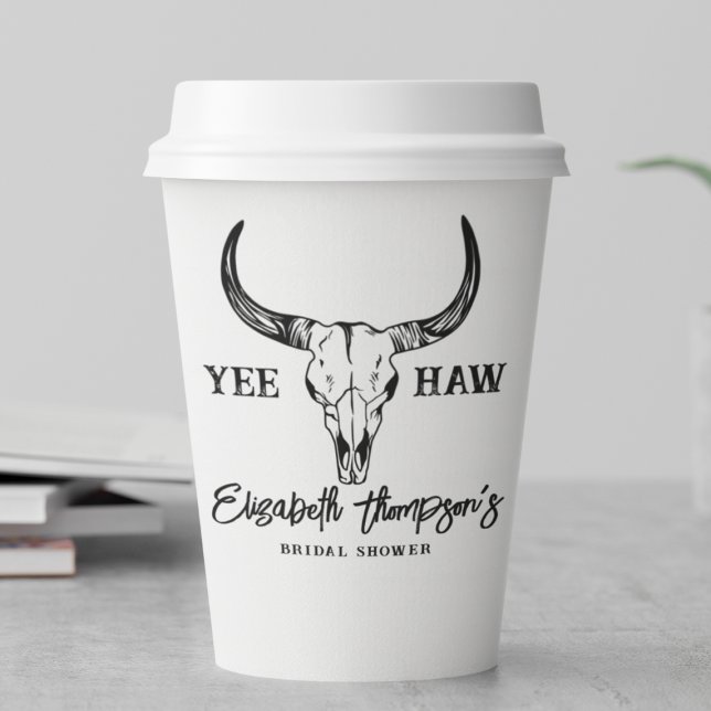 Western Wedding Custom Brautparty Modernes Weiß Pappbecher (Von Creator hochgeladen)