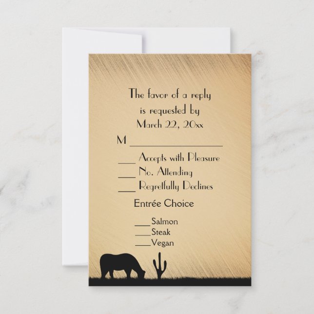 Western Wedding Menu UAWG RSVP Karte (Vorderseite)