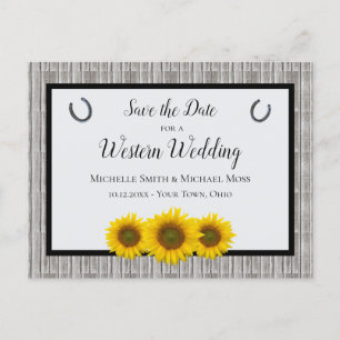 Western Wedding Sunflower Horseshoe Save the Date Ankündigungspostkarte