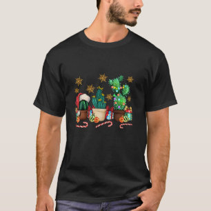 Western Weihnachten Cactus Candycane Leopard Merry T-Shirt