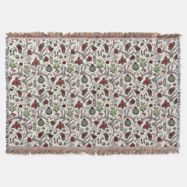 Western Weihnachten Hirschkugeln Antler und Kaktee Decke (Vorderseite)