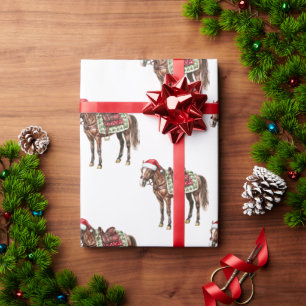 Western Weihnachten Red Cowboy Cowgirl Horse Geschenkpapier