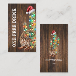 Western-Weihnachts-Cactus-Kostenloser-Getränk-Part Rabattkarte