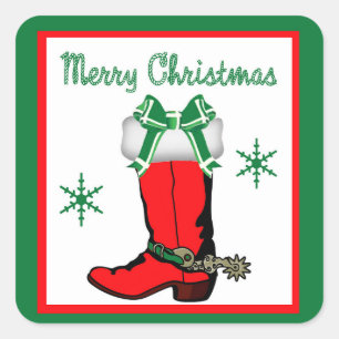 Western Weihnachts Cowboy Boot Stickers