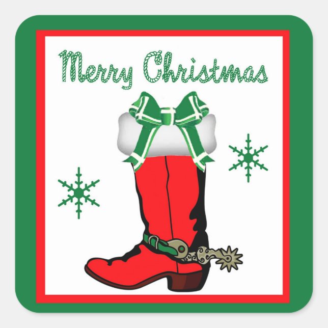 Western Weihnachts Cowboy Boot Stickers (Vorderseite)