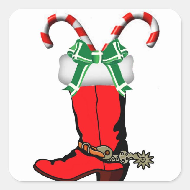 Western Weihnachts Cowboy Boot Stickers (Vorderseite)