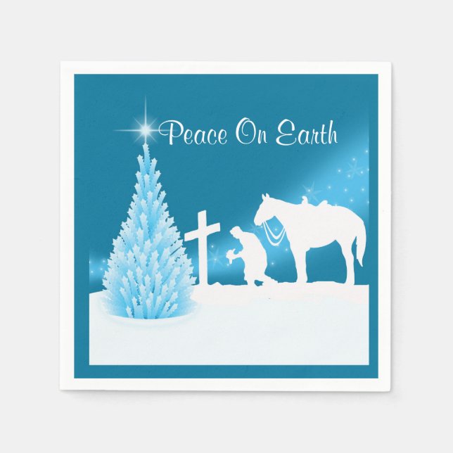 Western Weihnachts Cowboy Prachen Serviette (Vorderseite)