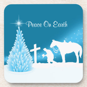 Western Weihnachts Cowboy Prachen Winterschneezene Untersetzer
