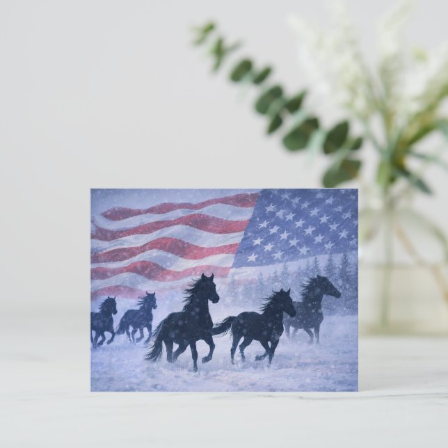 Western-Weihnachts-Pferde Postkarte (Stehend Vorderseite)