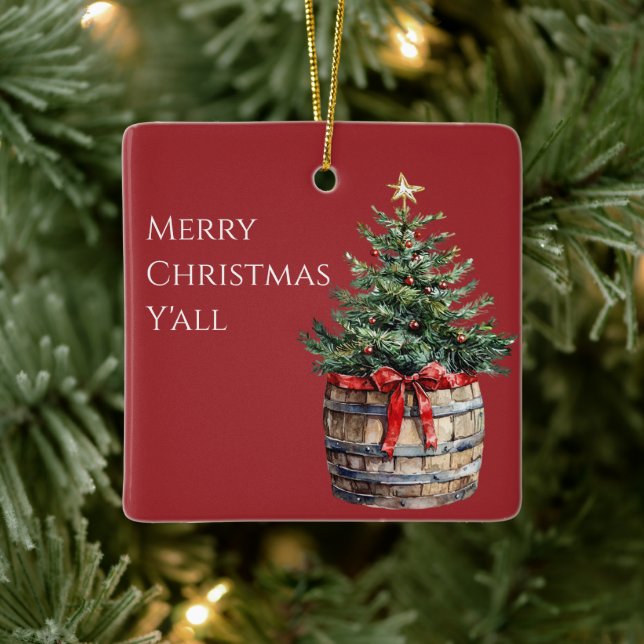Western Weihnachtsbaum in Barrel Keramikornament (Baum)