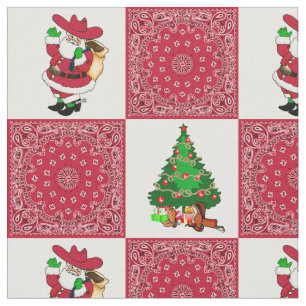 Western-Weihnachtscowboy Sankt und roter Bandana Stoff