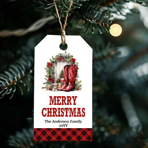 Western-Weihnachtsetikett im Farmhouse-Stil mit Sp Geschenkanhänger