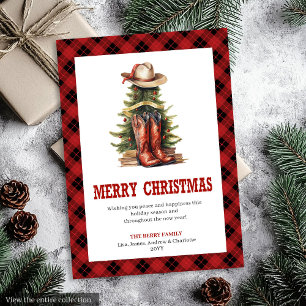 Western-Weihnachtskarte Büffel Karo Wild West Feiertagskarte