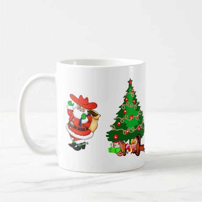 Western Weihnachtsmann und Baum Tasse (Links)