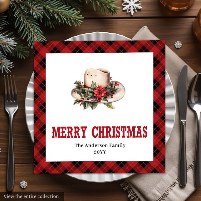 Western-Weihnachtsservietten rustikales Büffelkaro Serviette (Western Christmas napkins rustic buffalo plaid style

)