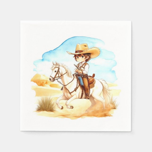 Western Whispers: Rustikale Cowboy-Babydusche Serviette (Vorderseite)