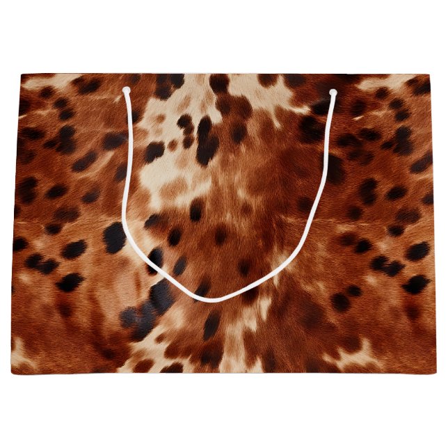 Western White Brown Black Cowhide Große Geschenktüte (Vorderseite)