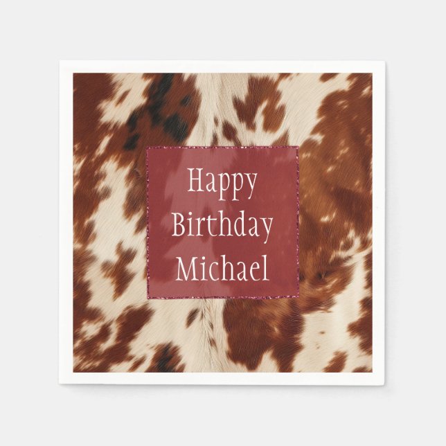 Western White Gepunktet Brown Black Cowhid Serviette (Vorderseite)