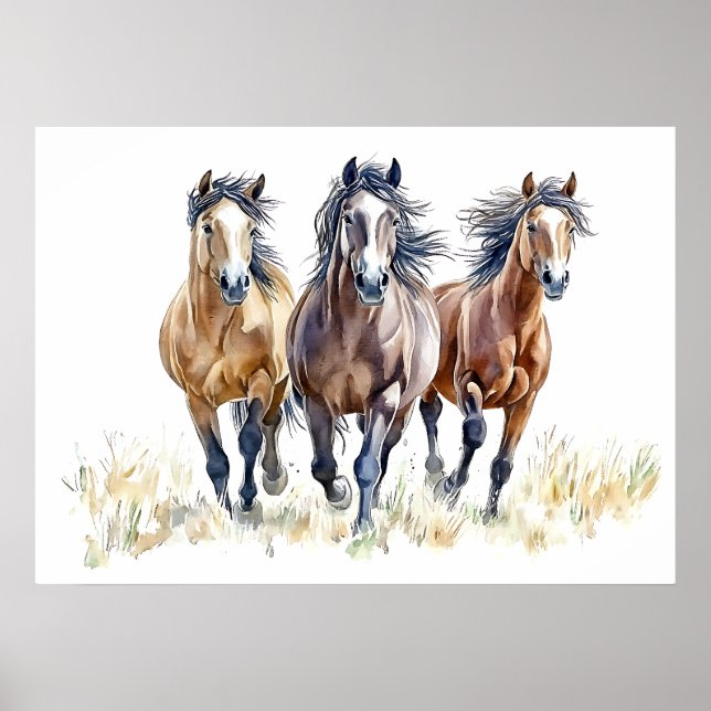 Western Wild & Free Mustang Pferde Poster (Vorne)