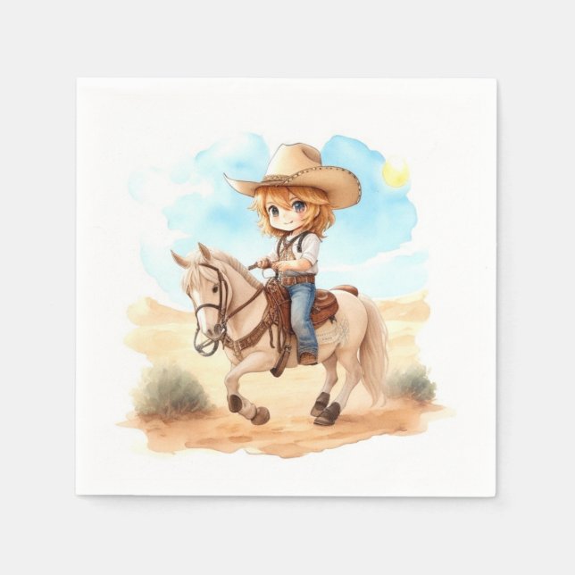 Western Wild West: Cowboy-Babydusche Serviette (Vorderseite)