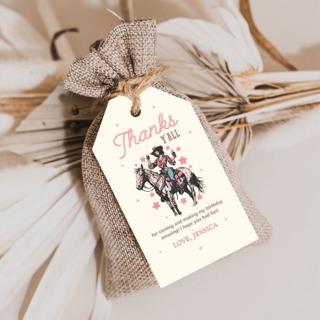 Western Wild West Cowgirl Geburtstag Vielen Dank Geschenkanhänger (Von Creator hochgeladen)