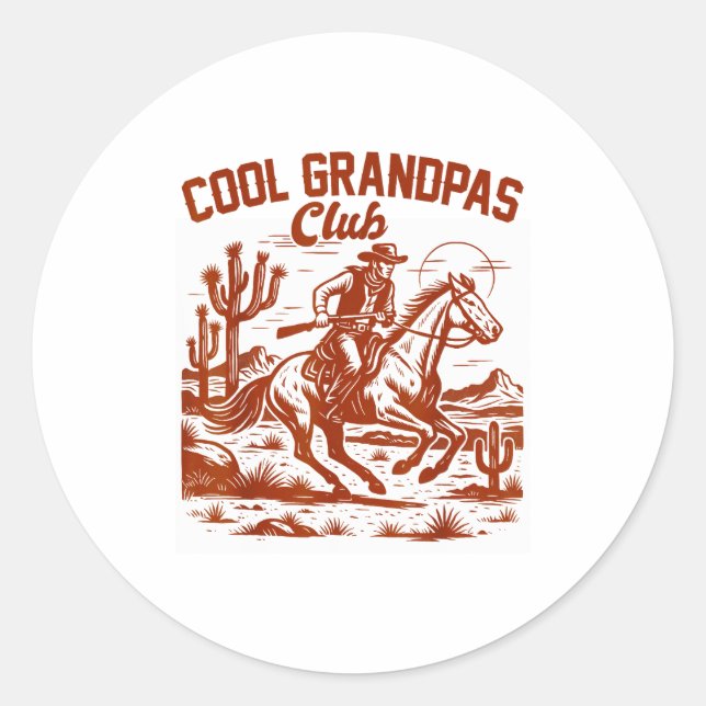 Western Wild West Grandpa Papa Cool Grandpas Club  Runder Aufkleber (Vorderseite)