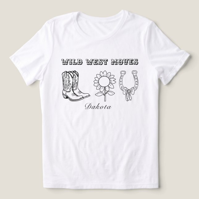 Western Wild West Moves Schwarz-Weiß-T-Shirt Tri-Blend Shirt (Design Vorderseite)