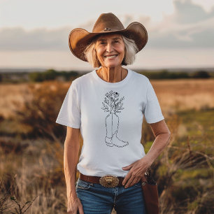 Western Wildblume Cowboy Boot T-Shirt
