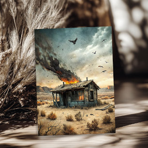 Western Wildwest kleines Holzhaus in Prärie Seidenpapier