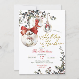 Western Winter Baubles Holiday Hoedown Party Einladung