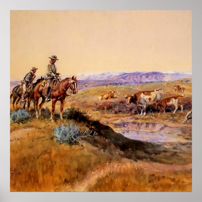 Western "Work Over" Art von Charles M Russell Poster (Vorne)
