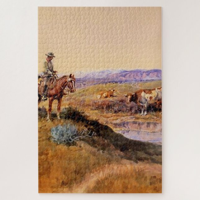 Western "Work Over" Art von Charles M Russell Puzzle (Vertikal)