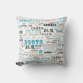 Western-Wort-Kunst-Türkis MoJo Throw-Kissen Kissen