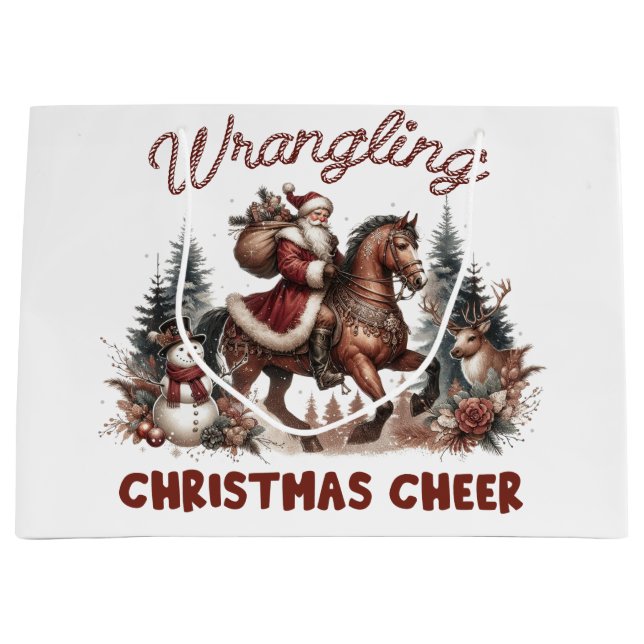 Western Wrangling Weihnachtsjammer Große Geschenktüte (Vorderseite)