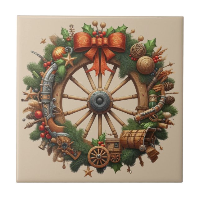 Western Wreath Keramik Tile Fliese (Vorderseite)