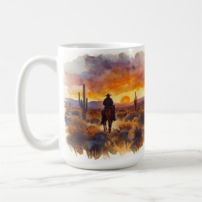 Western Wüste Landschaft Cowboy Kaffeetasse (Links)