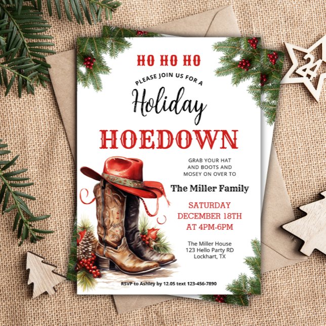 Western Xmas, Holiday Hoedown Einladung, Cowboy Ha Einladung (Von Creator hochgeladen)