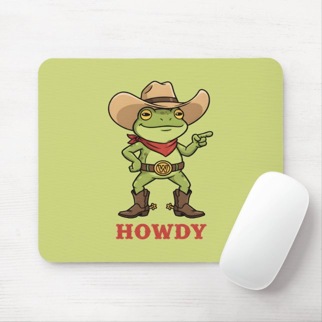 Western Yeehaw Frog Howdy Frog Funny Cowboy Meme Mousepad (Mit Mouse)