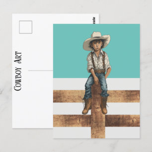 Western Young Cowboy auf Post Country Rangliste St Postkarte