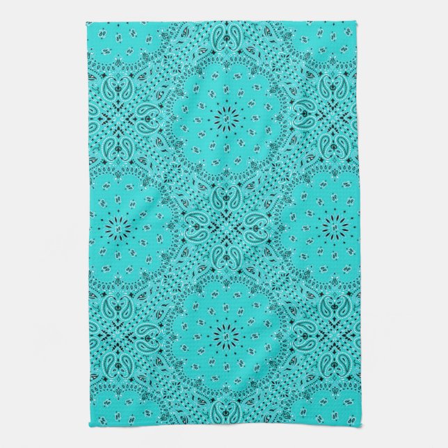 Westernbandana-Schal-Druck lt-Turquoise Paisley Küchentuch (Vertikal)