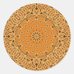 Westernbandana-Schal-Druck TANs Brown Paisley Runder Aufkleber