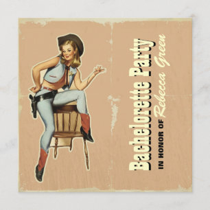 Westernland-Cowboy-Junggeselinnen-Abschied Einladung