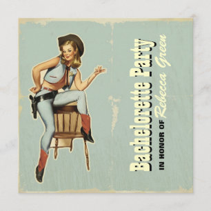 Westernland-Cowboy-Junggeselinnen-Abschied Einladung