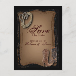 Westernlandcowboy, der Save the Date wedding ist Ankündigungspostkarte