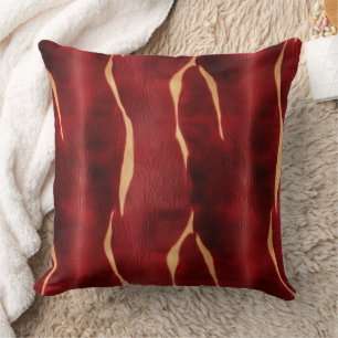 Westernrotes Creme-Rindleder Kissen